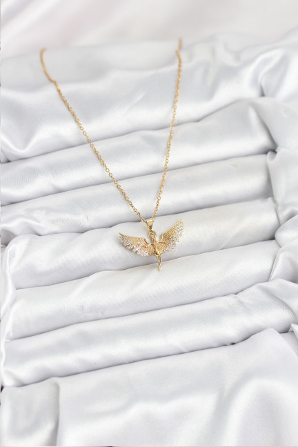 316L Çelik Zincir Gold Renk Melek Model Kadın Kolye