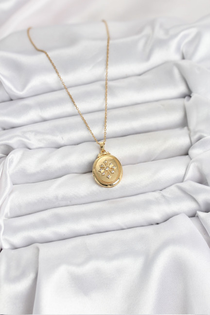 316L Çelik Zincir Gold Renk Kapaklı Açılabilir Model Kadın Kolye