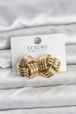 Pirinç Sarmal Gold Renk Kadın Küpe