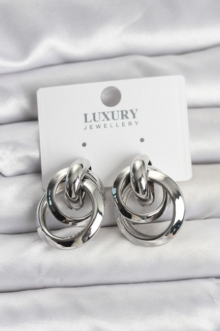 Gümüş Renk Halka Model Pirinç Kadın Küpe