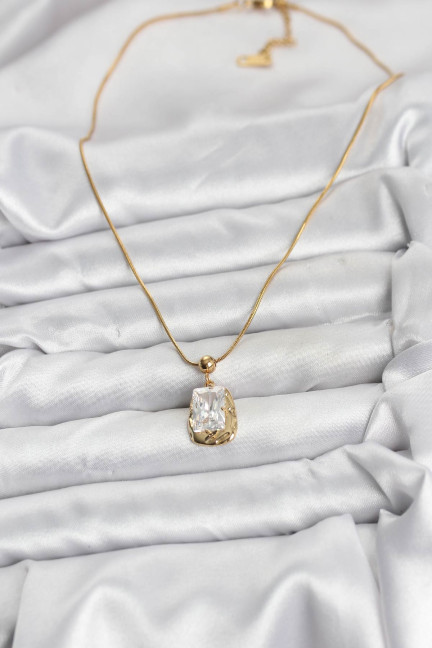 316L Çelik Zincir Gold Renk Zirkon Taşlı Kadın Kolye 316L Çelik Zincir Gold Renk Zirkon Taşlı Kadın Kolye