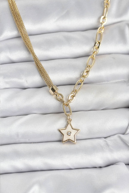 Gold Renk Pirinç Yıldız Model Kadın Kolye