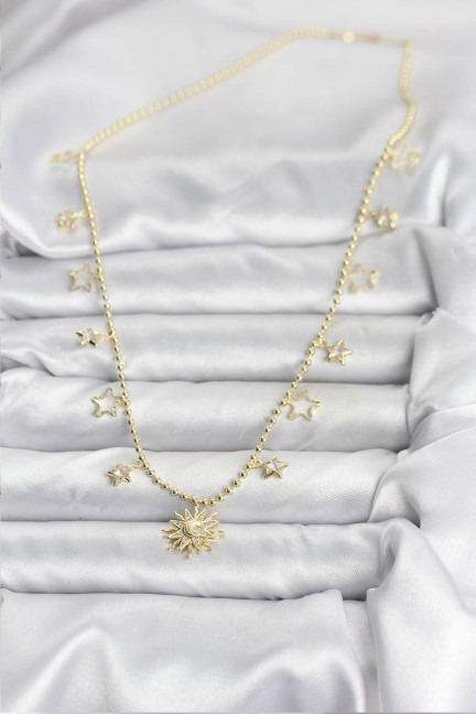 Pirinç Gold Renk Güneş Model Kadın Kolye