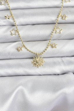 Pirinç Gold Renk Güneş Model Kadın Kolye