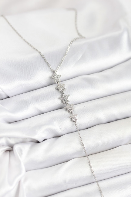 316L Çelik Zincir Gümüş Renk Yıldız Model Y Kolye