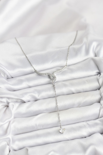 316L Çelik Zincir Gümüş Renk Yılan Model Y Kolye