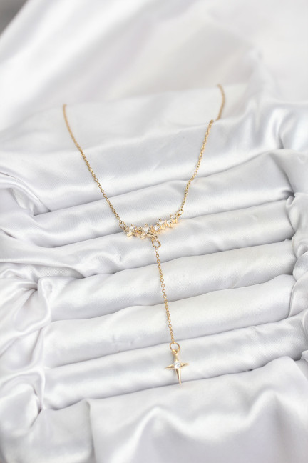 316L Çelik Zincir Gold Renk Yıldız Model Y Kadın Kolye