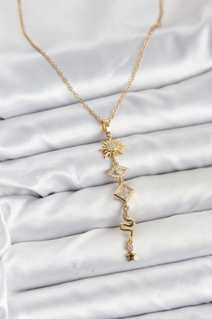 316L Çelik Zincir Gold Renk Güneş ve Enerji Model Kadın Y Kolye 316L Çelik Zincir Gold Renk Güneş ve Enerji Model Kadın Y Kolye