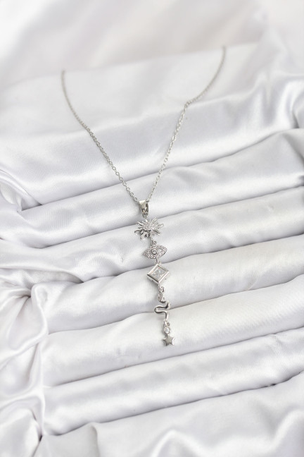 316L Çelik Zincir Gümüş Renk Güneş ve Enerji Model Kadın Y Kolye 316L Çelik Zincir Gümüş Renk Güneş ve Enerji Model Kadın Y Kolye