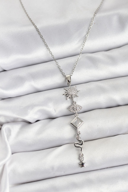 316L Çelik Zincir Gümüş Renk Güneş ve Enerji Model Kadın Y Kolye 316L Çelik Zincir Gümüş Renk Güneş ve Enerji Model Kadın Y Kolye