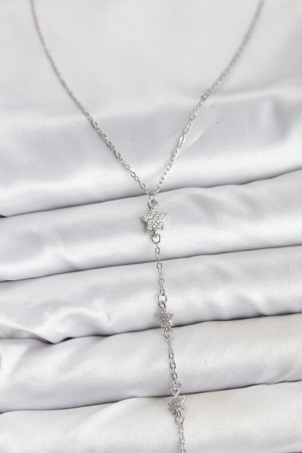 316L Çelik Zincir Gümüş Renkli Yıldız Model Kadın Y Kolye