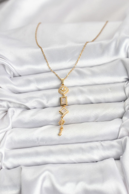 316L Çelik Zincir Gold Renk Kutup Yıldızı Enerji Model Kadın Y Kolye