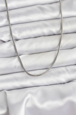 316L Çelik Zincir Gümüş Renk 60 cm Yılan Zincir Kadın Kolye