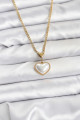 316L Çelik Zincir Gold Renk Bombeli Kalp Model Kadın Kolye