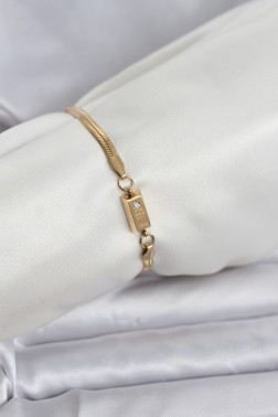 316L Çelik Gold Renk Külçe Altın Model Kadın Bileklik