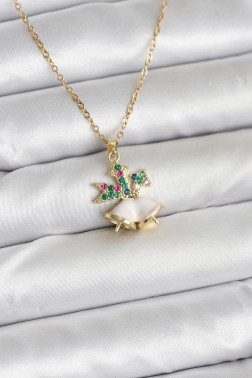 316L Çelik Zincir Gold Renk Chirtsmas Bell Model Yılbaşı Temalı Kadın Kolye