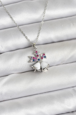 316L Çelik Zincir Gümüş Renk Chirtsmas Bell Model Yılbaşı Temalı Kadın Kolye