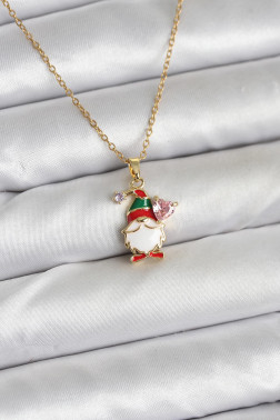 316L Çelik Zincir Gold Renk Yılbaşı Teması Kadın Kolye