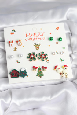 Yılbaşı Temalı 8 Çift Küpe Seti