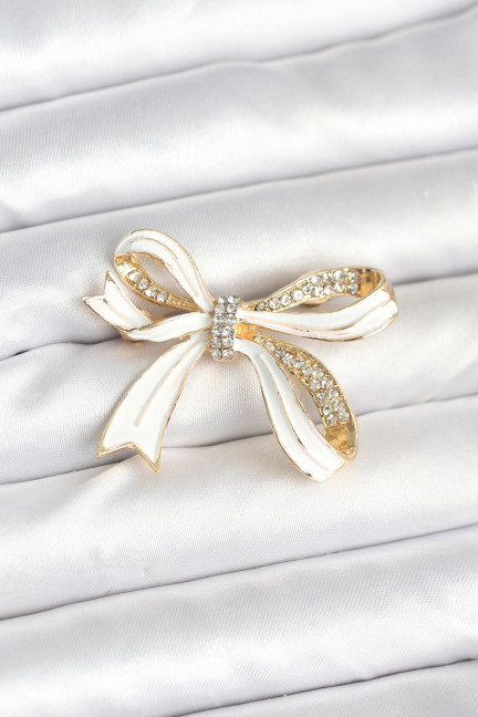 Beyaz Renk Fiyonk Model Broş