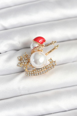 Kızaklı Kardan Adam Model Yılbaşı Temalı Broş