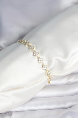 Zirkon Taşlı Pirinç Yonca Model Bileklik