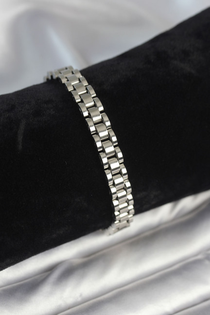 316L Çelik Gümüş Renk 7 mm Kalınlık Erkek Bileklik