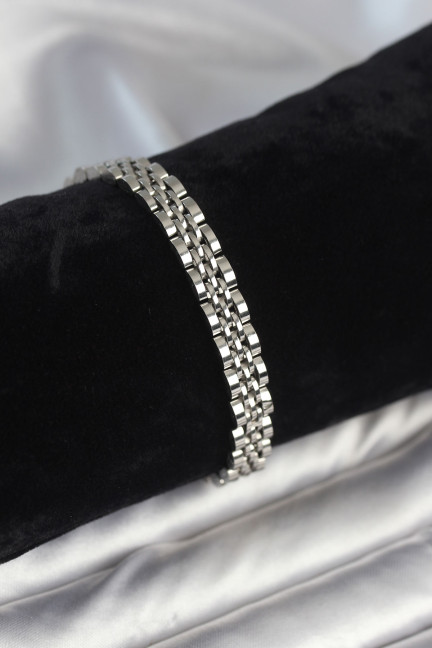 316L Çelik 7 mm Kalınlıkta Gümüş Renkli Erkek Bileklik