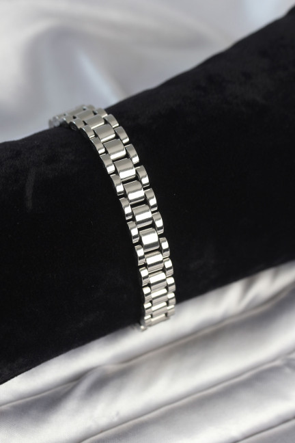 316L Çelik Gümüş Renk 9 mm Kalınlık Erkek Bileklik