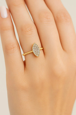 Mekik Motif Zirkon Yüzük Ayarlabilir Her Parmağa Olur